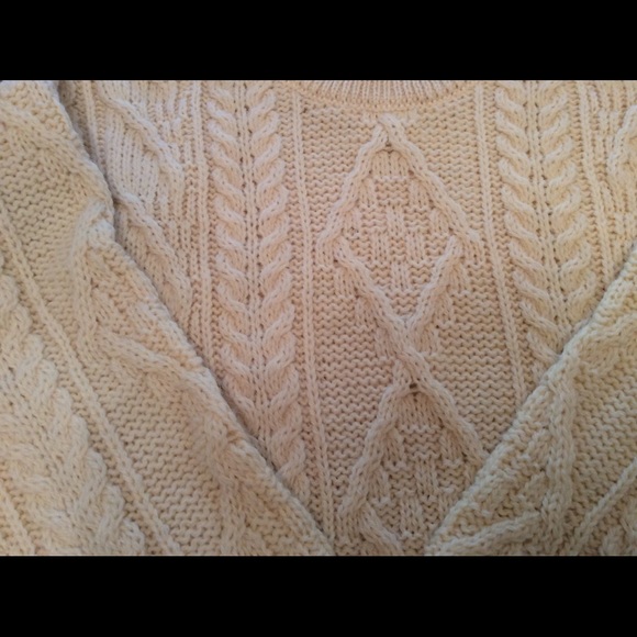 IRISH FISHERMAN KNIT WOOL PULLOVER SWEATER, NEW, S - Picture 4 of 13